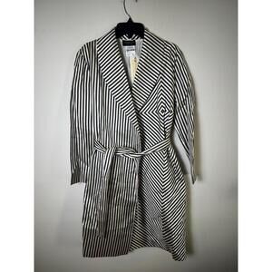 NWT Yeohlee Black White Striped Belted Light‎ Coat Size Small